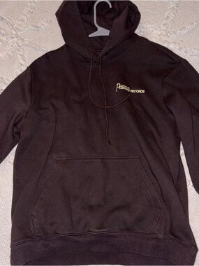 Peanuts Brown Pullover Hoodie with Small Yellow Logo